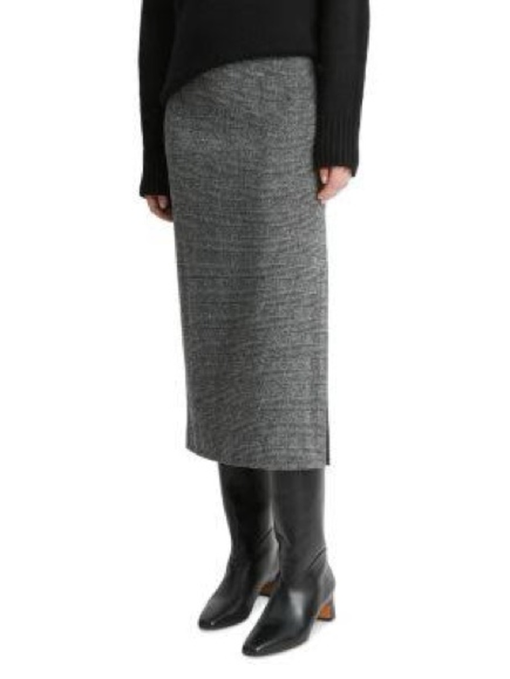 Vince Soft Grey Plaid Midi side split Pencil Skirt US 6
